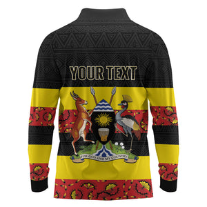 Personalized Uganda Independence Day Long Sleeve Polo Shirt Ugandan Kitenge African Pattern