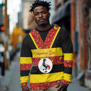 Personalized Uganda Independence Day Long Sleeve Shirt Ugandan Kitenge African Pattern
