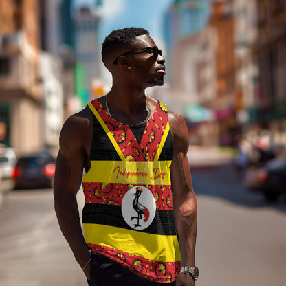 Personalized Uganda Independence Day Men Tank Top Ugandan Kitenge African Pattern