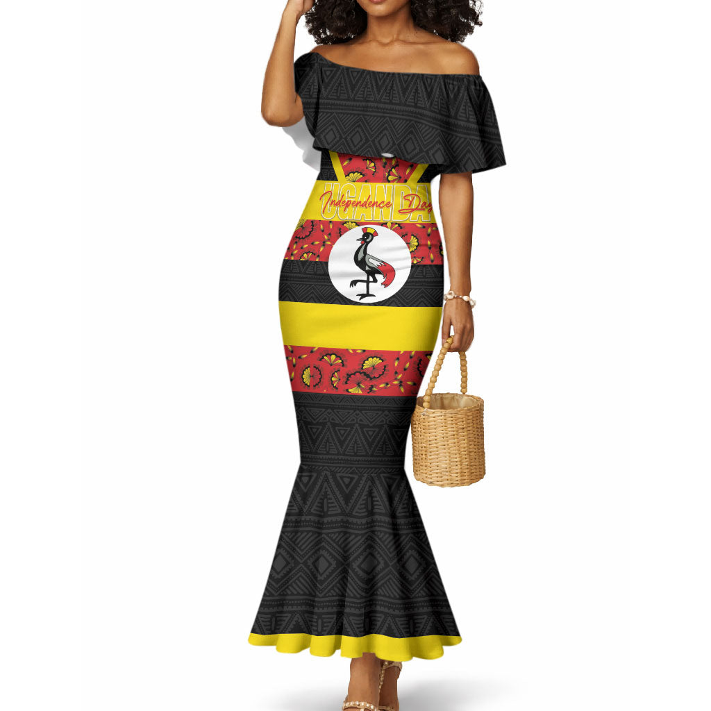 Personalized Uganda Independence Day Mermaid Dress Ugandan Kitenge African Pattern