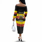 Personalized Uganda Independence Day Off The Shoulder Long Sleeve Dress Ugandan Kitenge African Pattern