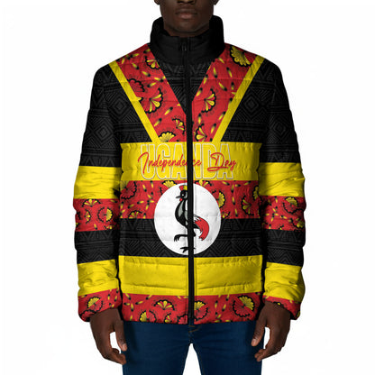 Personalized Uganda Independence Day Padded Jacket Ugandan Kitenge African Pattern
