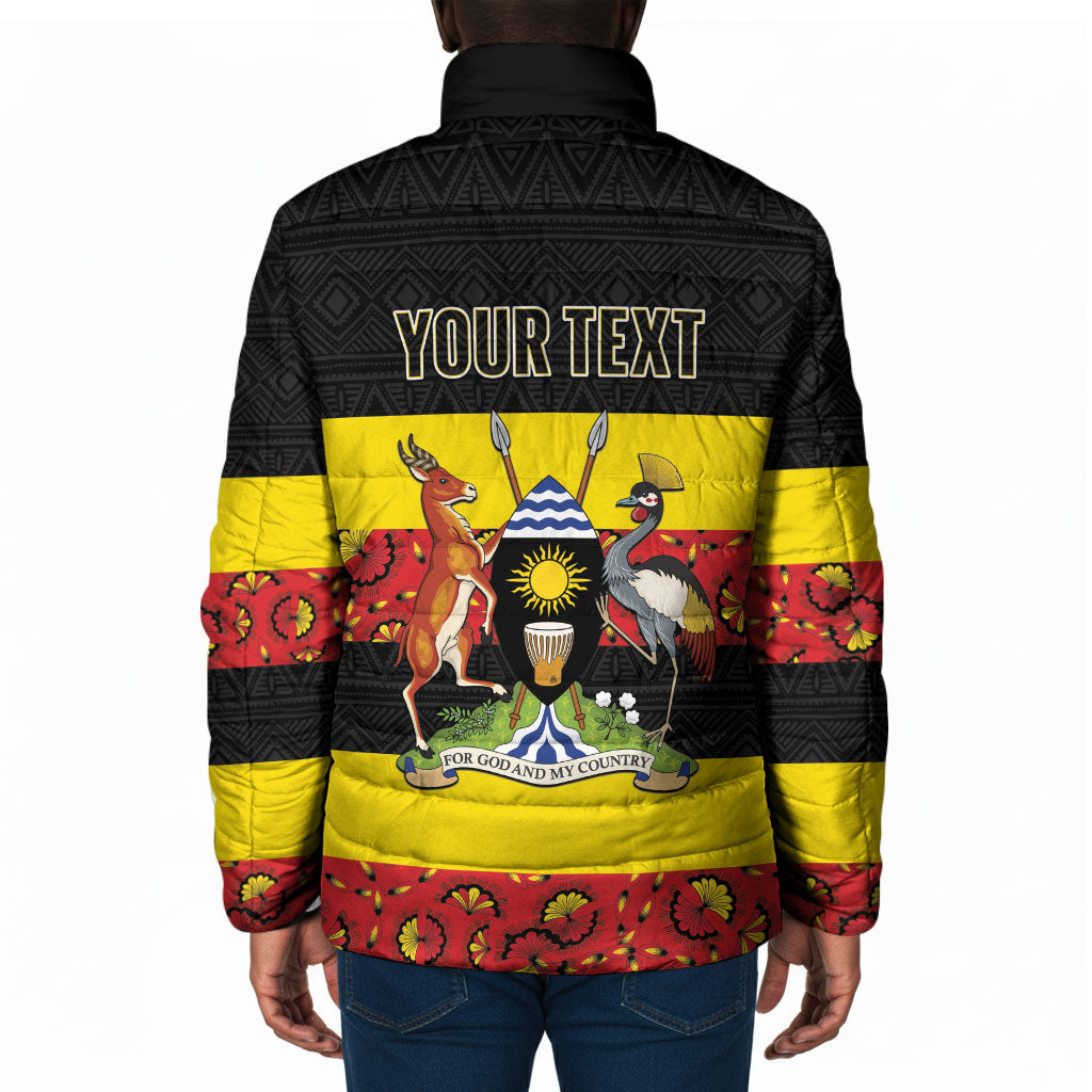 Personalized Uganda Independence Day Padded Jacket Ugandan Kitenge African Pattern