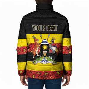Personalized Uganda Independence Day Padded Jacket Ugandan Kitenge African Pattern