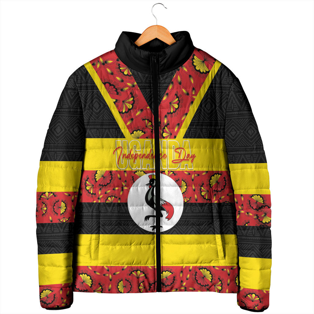 Personalized Uganda Independence Day Padded Jacket Ugandan Kitenge African Pattern