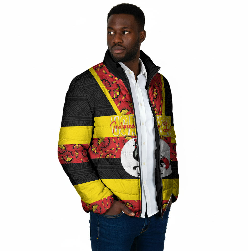Personalized Uganda Independence Day Padded Jacket Ugandan Kitenge African Pattern