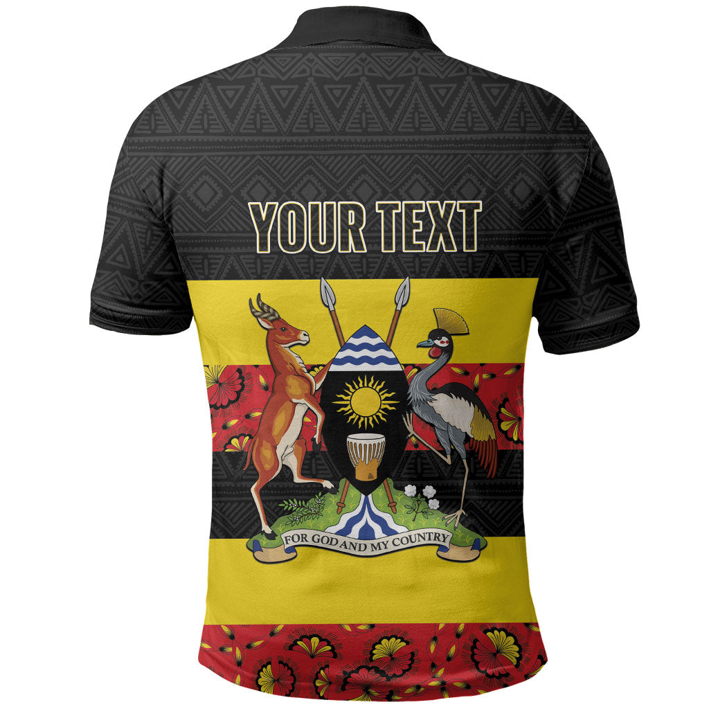 Personalized Uganda Independence Day Polo Shirt Ugandan Kitenge African Pattern