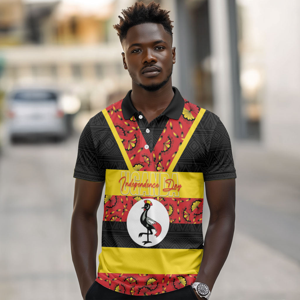 Personalized Uganda Independence Day Polo Shirt Ugandan Kitenge African Pattern