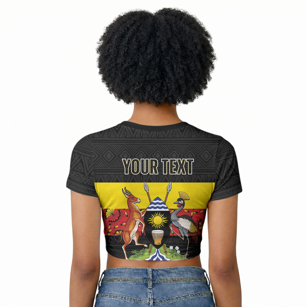 Personalized Uganda Independence Day Raglan Cropped T shirt Ugandan Kitenge African Pattern