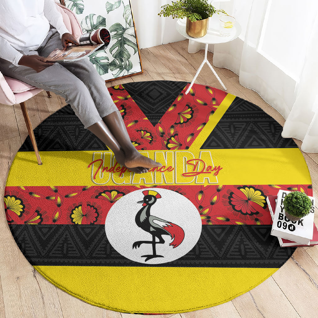 Uganda Independence Day Round Carpet Ugandan Kitenge African Pattern