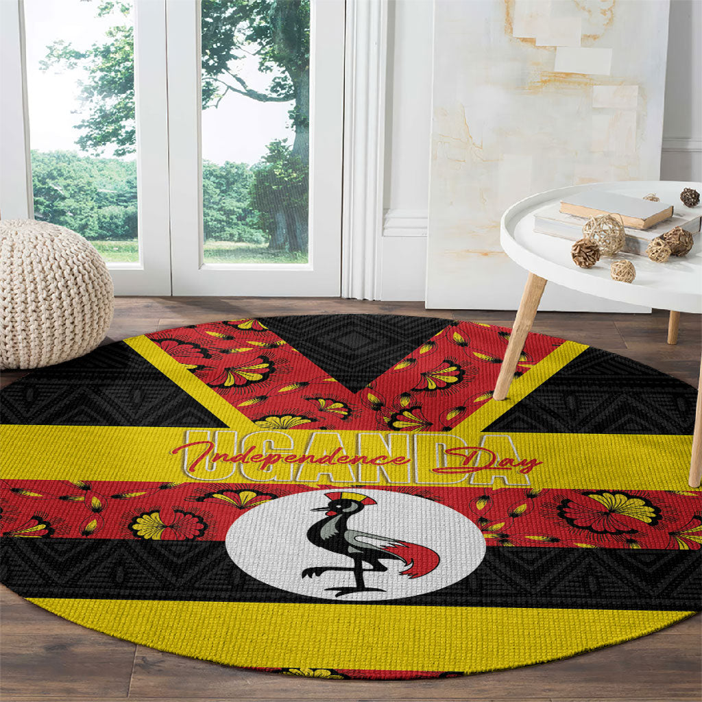 Uganda Independence Day Round Carpet Ugandan Kitenge African Pattern