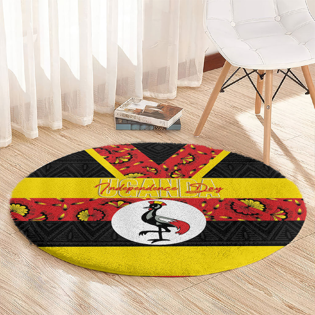 Uganda Independence Day Round Carpet Ugandan Kitenge African Pattern