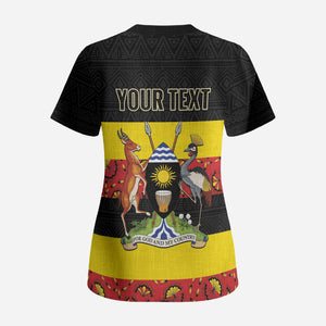Personalized Uganda Independence Day Scrub Top Ugandan Kitenge African Pattern