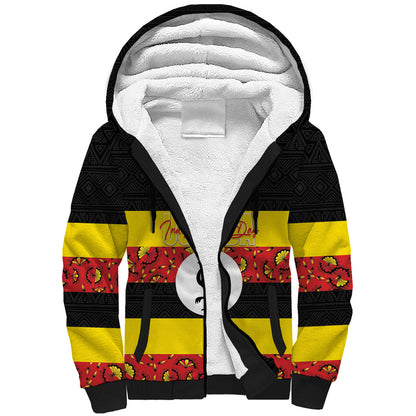 Personalized Uganda Independence Day Sherpa Hoodie Ugandan Kitenge African Pattern