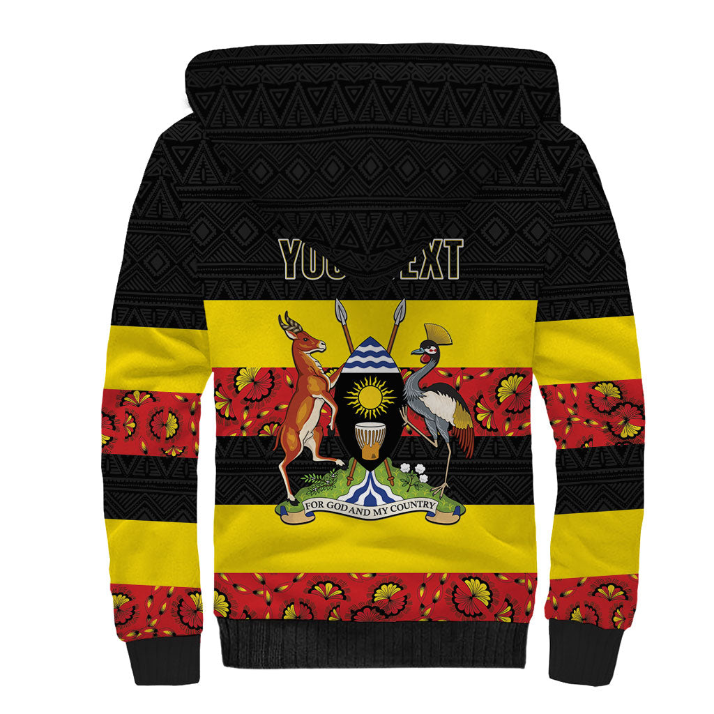 Personalized Uganda Independence Day Sherpa Hoodie Ugandan Kitenge African Pattern