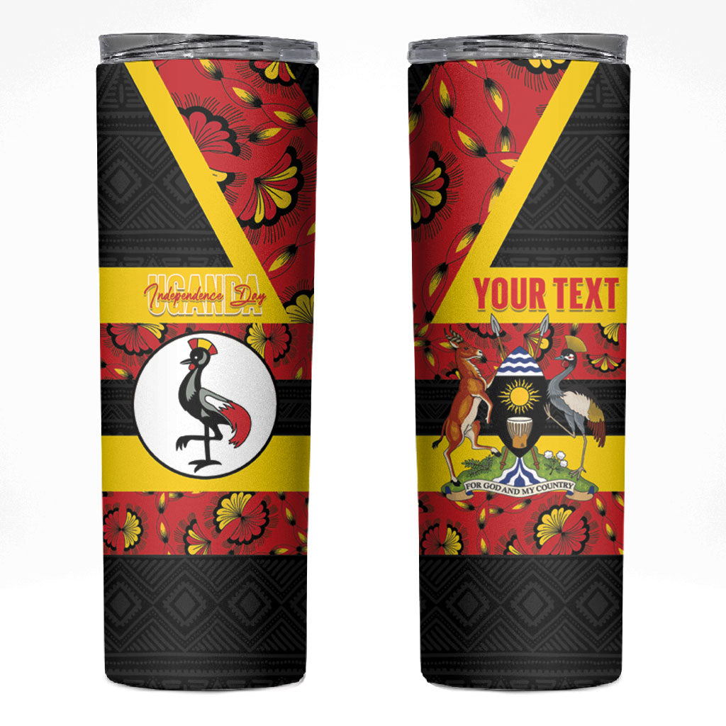 Personalized Uganda Independence Day Skinny Tumbler Ugandan Kitenge African Pattern
