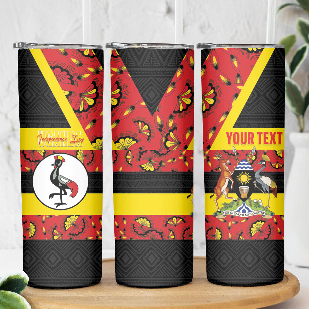 Personalized Uganda Independence Day Skinny Tumbler Ugandan Kitenge African Pattern