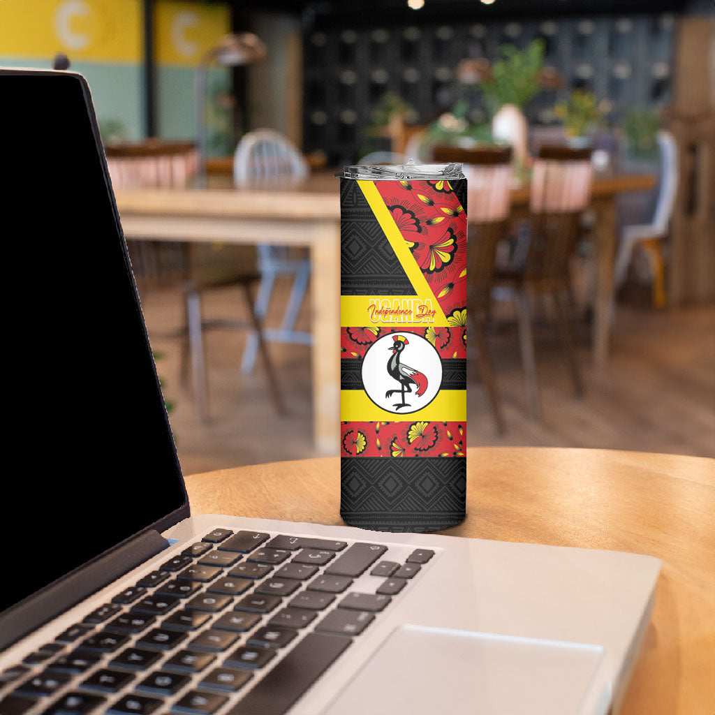 Personalized Uganda Independence Day Skinny Tumbler Ugandan Kitenge African Pattern
