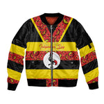 Personalized Uganda Independence Day Sleeve Zip Bomber Jacket Ugandan Kitenge African Pattern