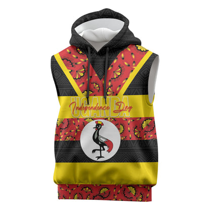 Personalized Uganda Independence Day Sleeveless Hoodie Ugandan Kitenge African Pattern