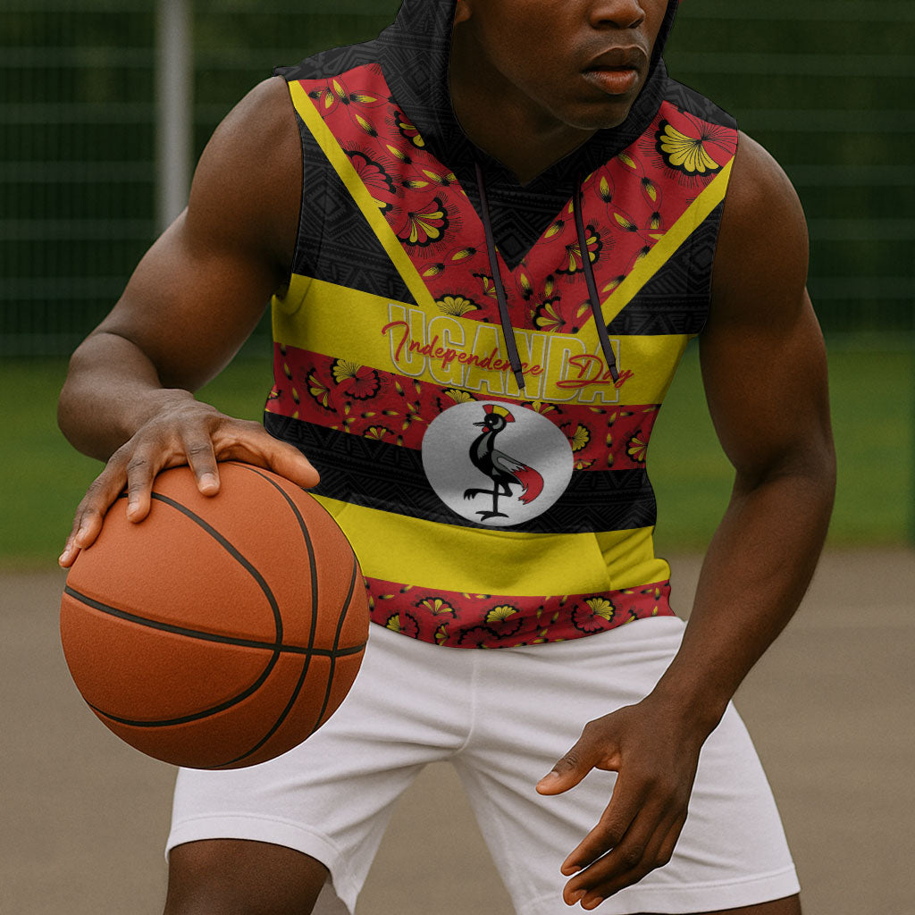 Personalized Uganda Independence Day Sleeveless Hoodie Ugandan Kitenge African Pattern