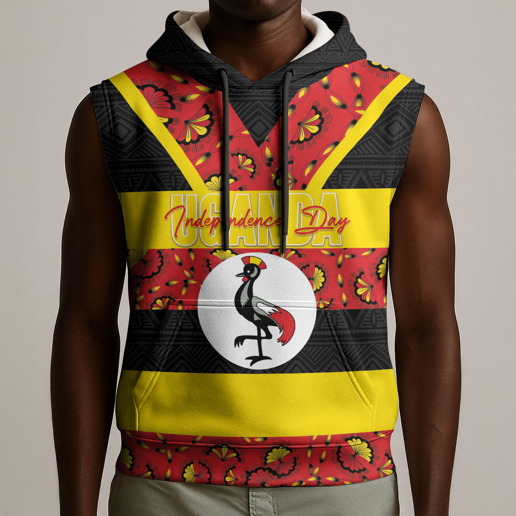Personalized Uganda Independence Day Sleeveless Hoodie Ugandan Kitenge African Pattern