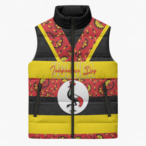 Personalized Uganda Independence Day Sleeveless Puffer Jacket Ugandan Kitenge African Pattern