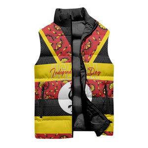 Personalized Uganda Independence Day Sleeveless Puffer Jacket Ugandan Kitenge African Pattern