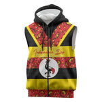 Personalized Uganda Independence Day Sleeveless Zip Hoodie Ugandan Kitenge African Pattern