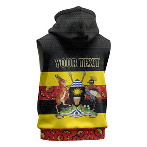 Personalized Uganda Independence Day Sleeveless Zip Hoodie Ugandan Kitenge African Pattern