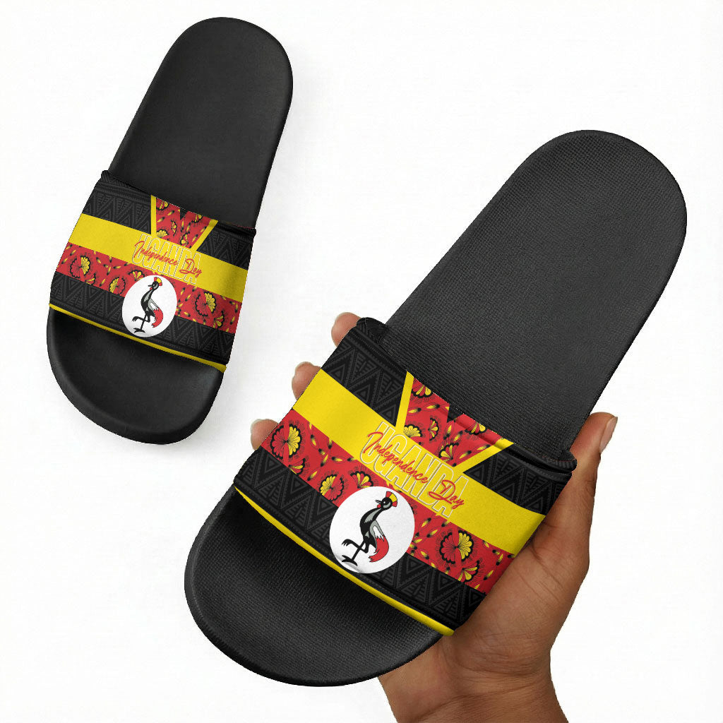 Uganda Independence Day Slide Sandals Ugandan Kitenge African Pattern