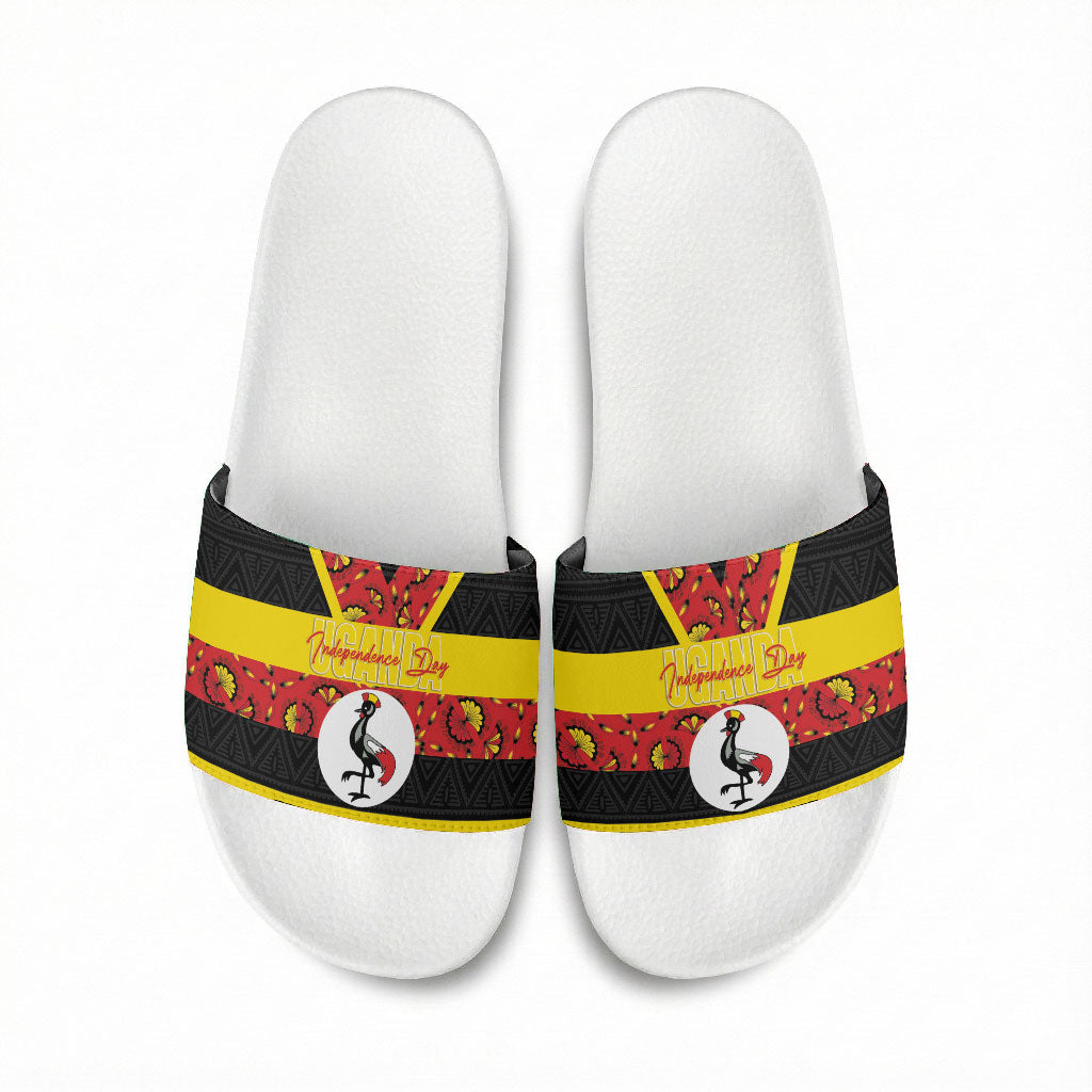 Uganda Independence Day Slide Sandals Ugandan Kitenge African Pattern