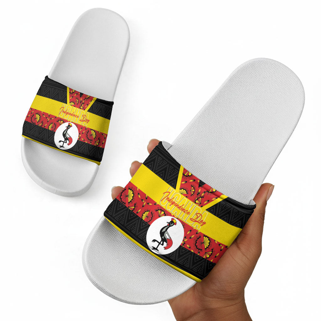 Uganda Independence Day Slide Sandals Ugandan Kitenge African Pattern