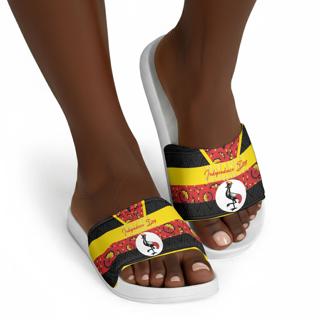 Uganda Independence Day Slide Sandals Ugandan Kitenge African Pattern