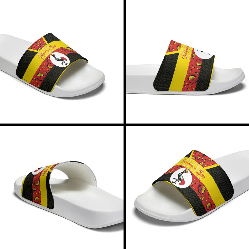 Uganda Independence Day Slide Sandals Ugandan Kitenge African Pattern