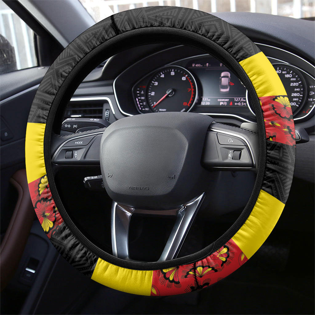 Uganda Independence Day Steering Wheel Cover Ugandan Kitenge African Pattern