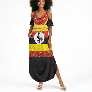 Personalized Uganda Independence Day Summer Maxi Dress Ugandan Kitenge African Pattern