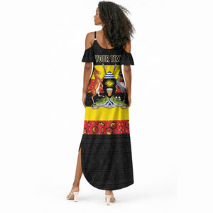 Personalized Uganda Independence Day Summer Maxi Dress Ugandan Kitenge African Pattern