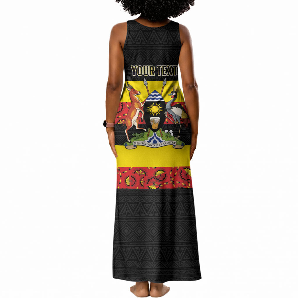 Personalized Uganda Independence Day Tank Maxi Dress Ugandan Kitenge African Pattern