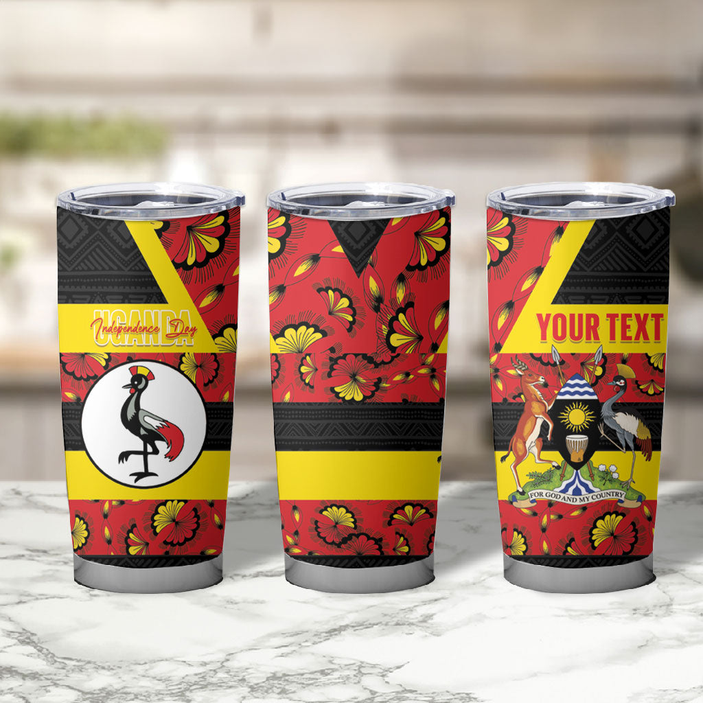Personalized Uganda Independence Day Tumbler Cup Ugandan Kitenge African Pattern