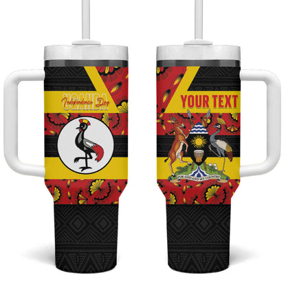 Personalized Uganda Independence Day Tumbler With Handle Ugandan Kitenge African Pattern