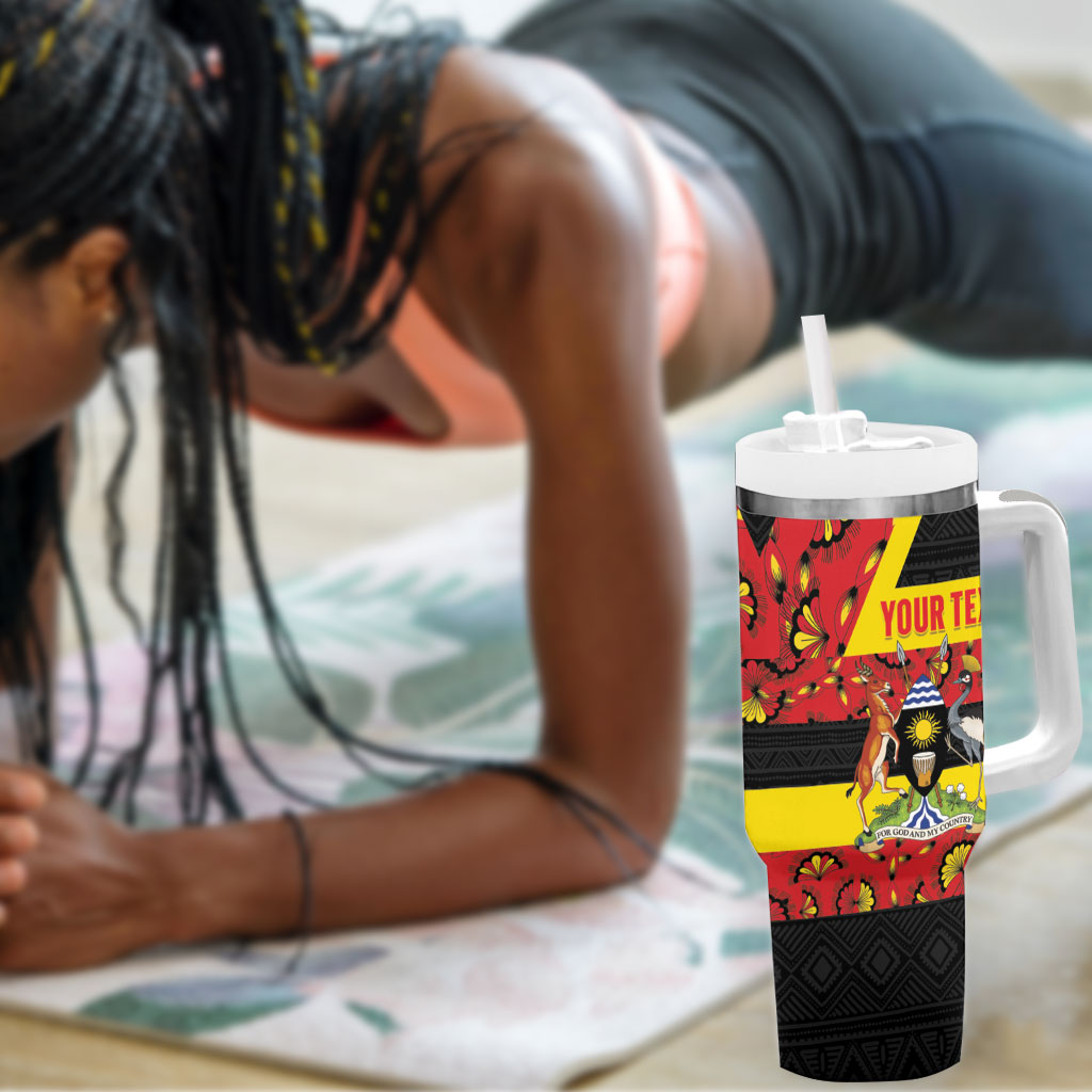Personalized Uganda Independence Day Tumbler With Handle Ugandan Kitenge African Pattern