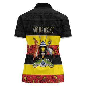 Personalized Uganda Independence Day Women Polo Shirt Ugandan Kitenge African Pattern