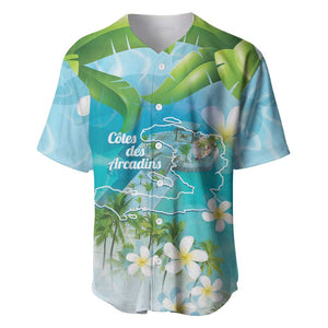 Afro Haiti Cotes des Arcadins Baseball Jersey Ayiti Map With Royal Palm Plumeria LT14