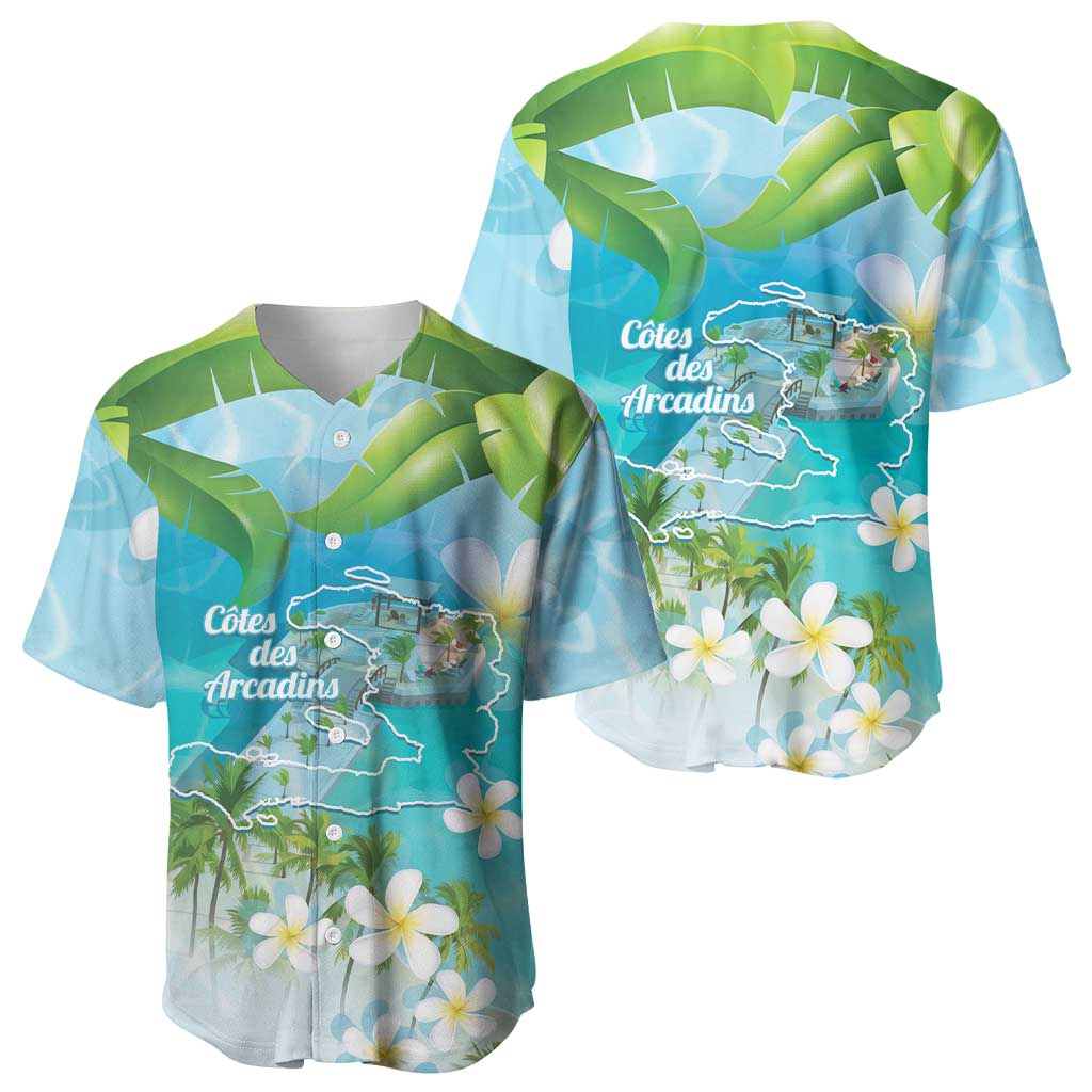 Afro Haiti Cotes des Arcadins Baseball Jersey Ayiti Map With Royal Palm Plumeria LT14