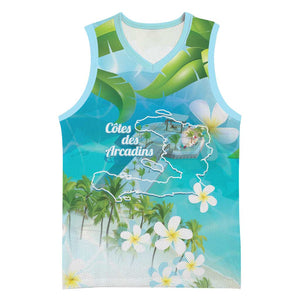 Afro Haiti Cotes des Arcadins Basketball Jersey Ayiti Map With Royal Palm Plumeria - African Pride