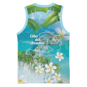 Afro Haiti Cotes des Arcadins Basketball Jersey Ayiti Map With Royal Palm Plumeria - African Pride