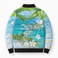 Afro Haiti Cotes des Arcadins Bomber Puffer Jacket Ayiti Map With Royal Palm Plumeria - African Pride