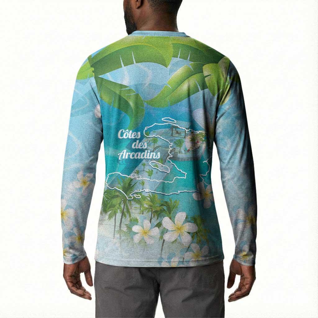 Afro Haiti Cotes des Arcadins Button Sweatshirt Ayiti Map With Royal Palm Plumeria