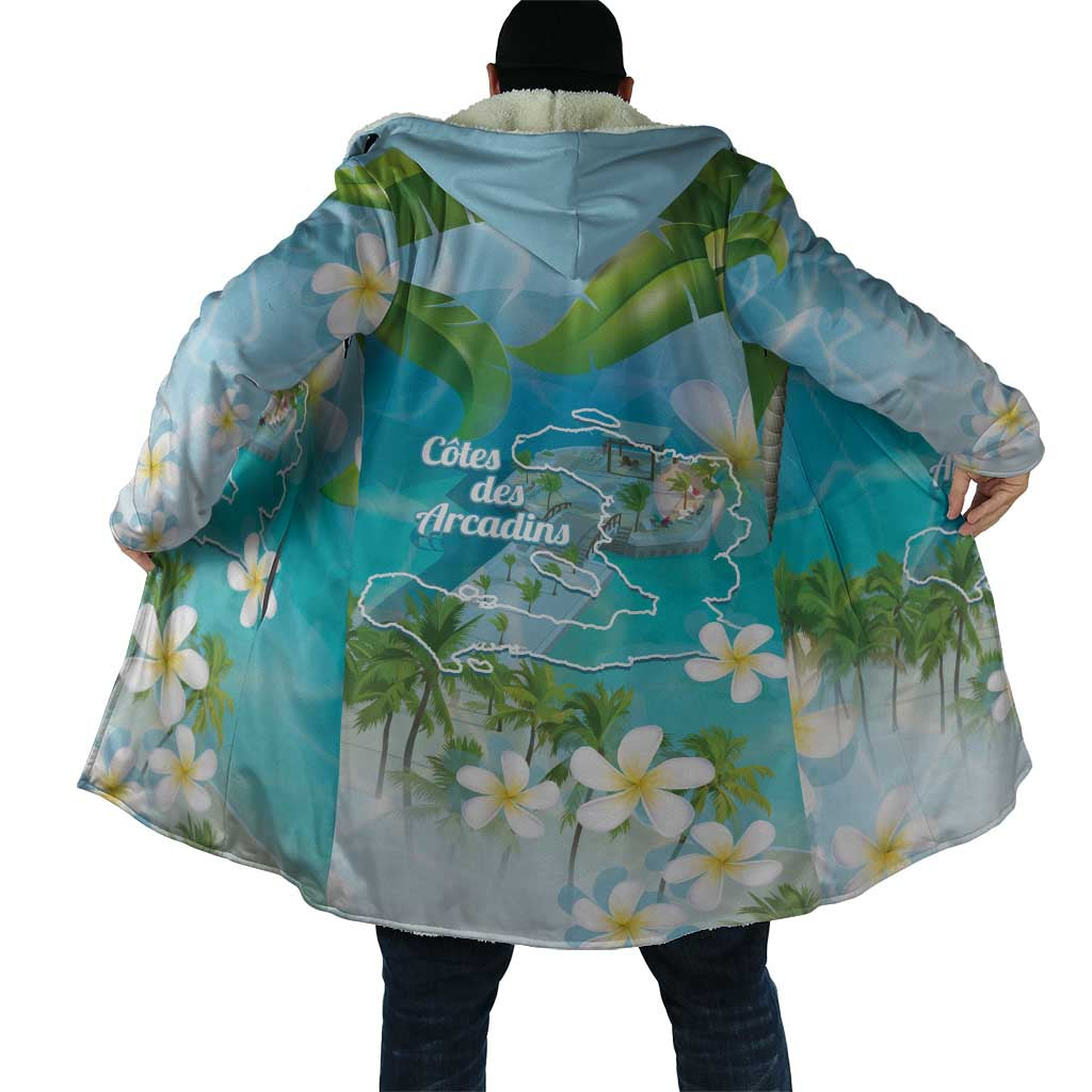 Afro Haiti Cotes des Arcadins Cloak Ayiti Map With Royal Palm Plumeria - African Pride